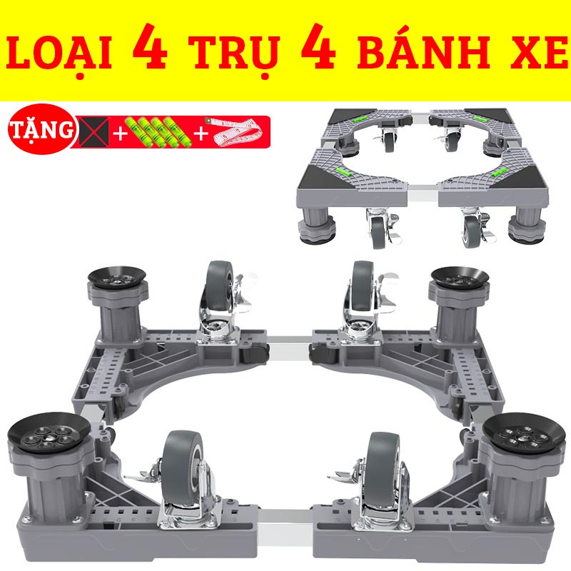 Chân kê máy giặt tủ lạnh loại 4 trụ 4 bánh xe