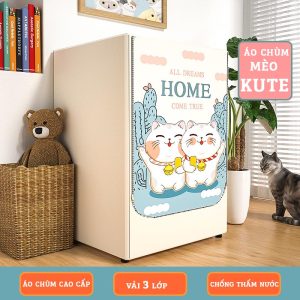Áo trùm máy giặt cao cấp 3 lớp hình mèo kute