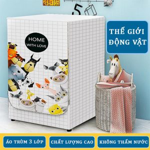 Áo trùm máy giặt cao cấp 3 lớp (thế giới động vật)