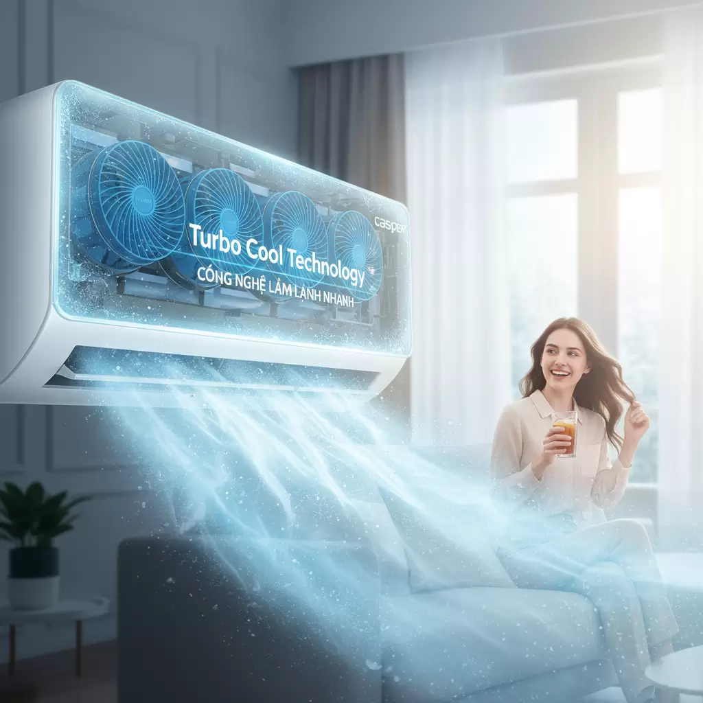Chế độ Turbo giúp làm lạnh không gian tức thì chỉ sau vài phút khởi động