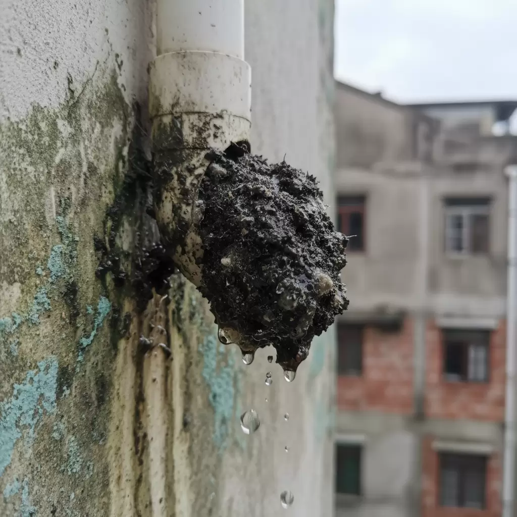 gemini_image_1768658181 Bụi bẩn tích tụ lâu ngày gây tắc nghẽn đường ống thoát nước thải