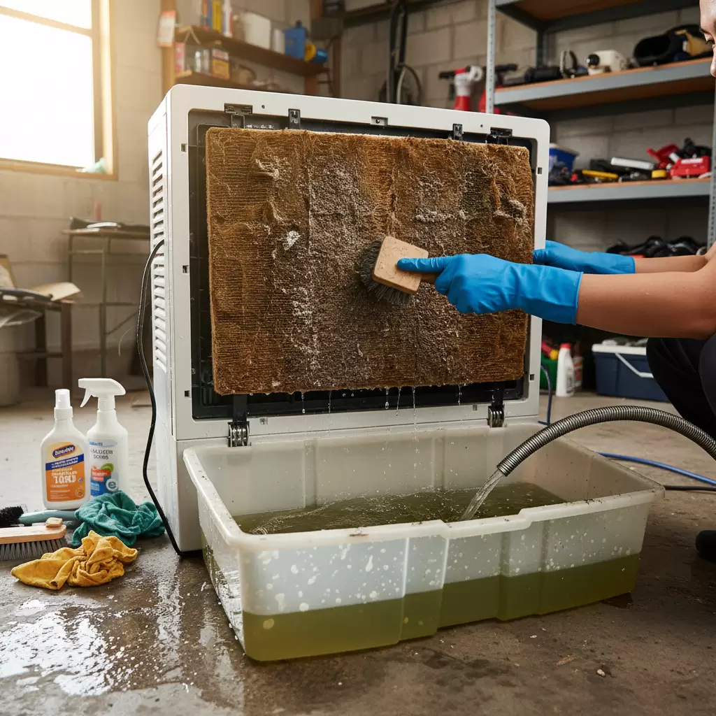 Vệ sinh tấm làm mát định kỳ là cách hiệu quả nhất để kéo dài tuổi thọ quạt hơi nước