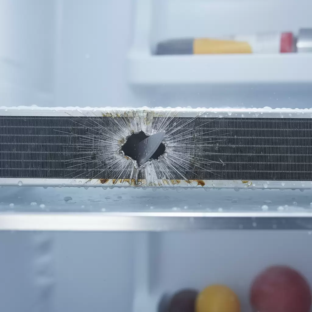 Sử dụng vật nhọn cạy đá là nguyên nhân hàng đầu khiến dàn lạnh bị thủng