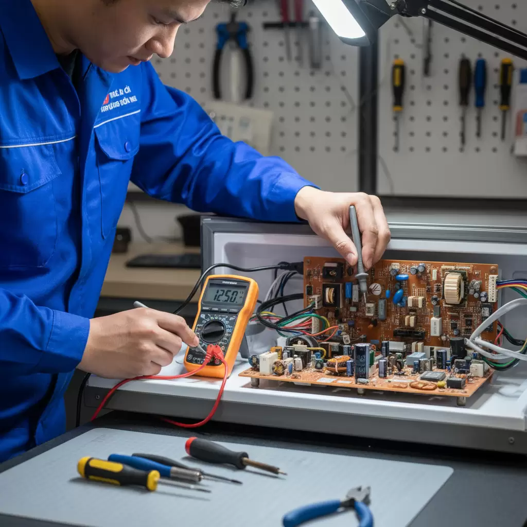 Nên gọi thợ chuyên nghiệp để kiểm tra và thay thế bo mạch nhằm đảm bảo an toàn kỹ thuật