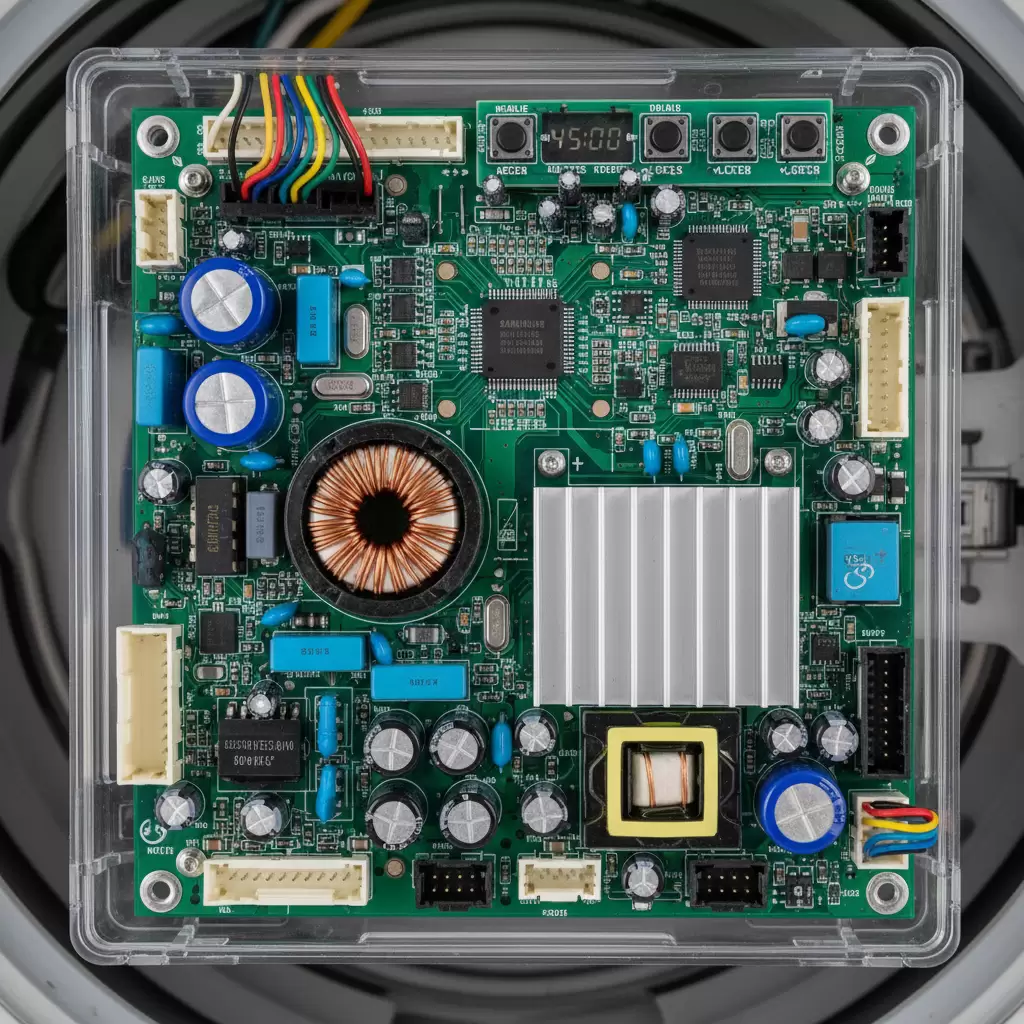Bo mạch máy giặt Inverter thường có cấu tạo phức tạp hơn các dòng máy thông thường