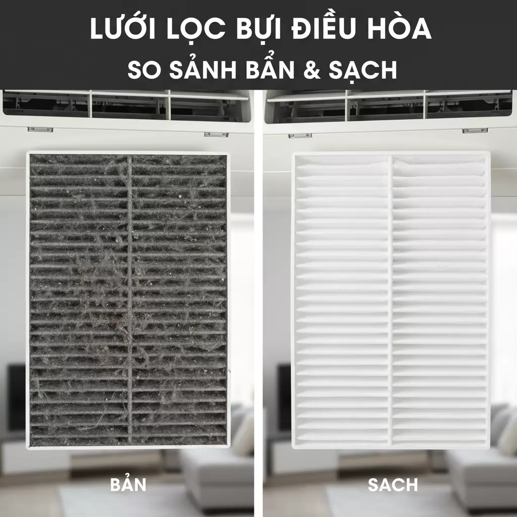 Vệ sinh lưới lọc thường xuyên giúp cải thiện chất lượng không khí đáng kể