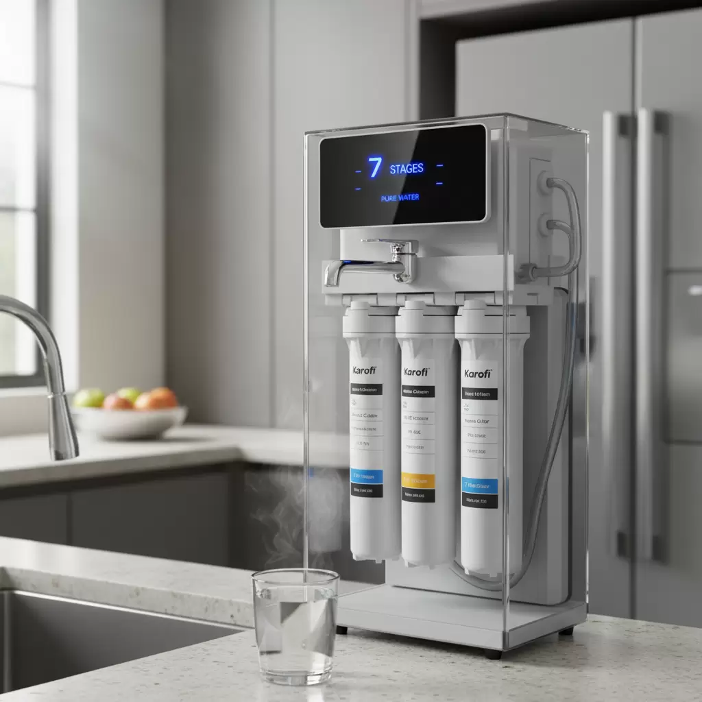 Hệ thống lõi lọc của máy lọc nước RO Karofi 7 cấp tiêu chuẩn đảm bảo nguồn nước sạch