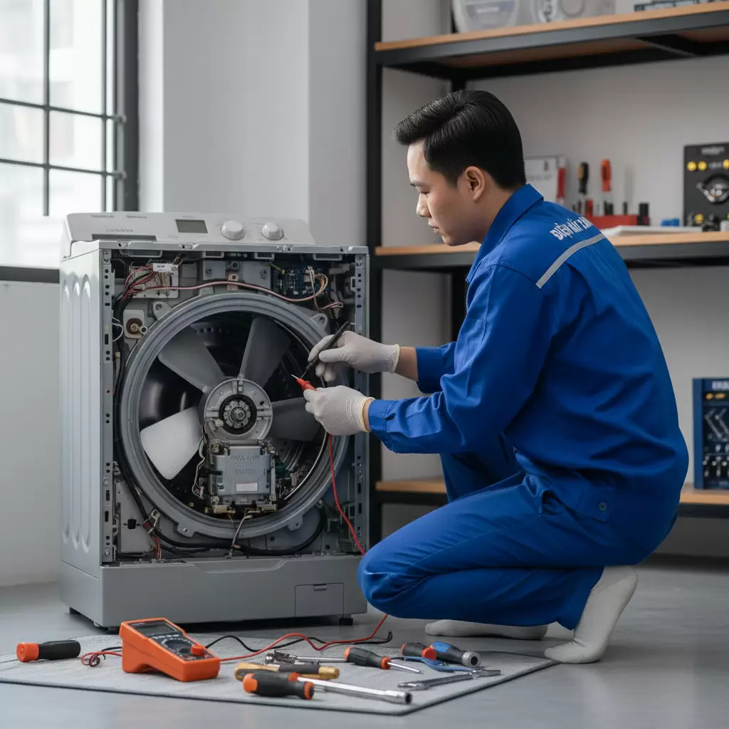 Kiểm tra motor cánh quạt máy giặt là bước quan trọng để xác định hư hỏng