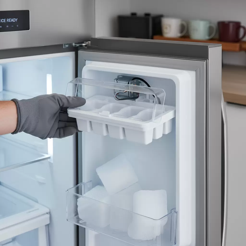 Kiểm tra bộ phận làm đá của tủ lạnh Aqua để xác định nguyên nhân lỗi