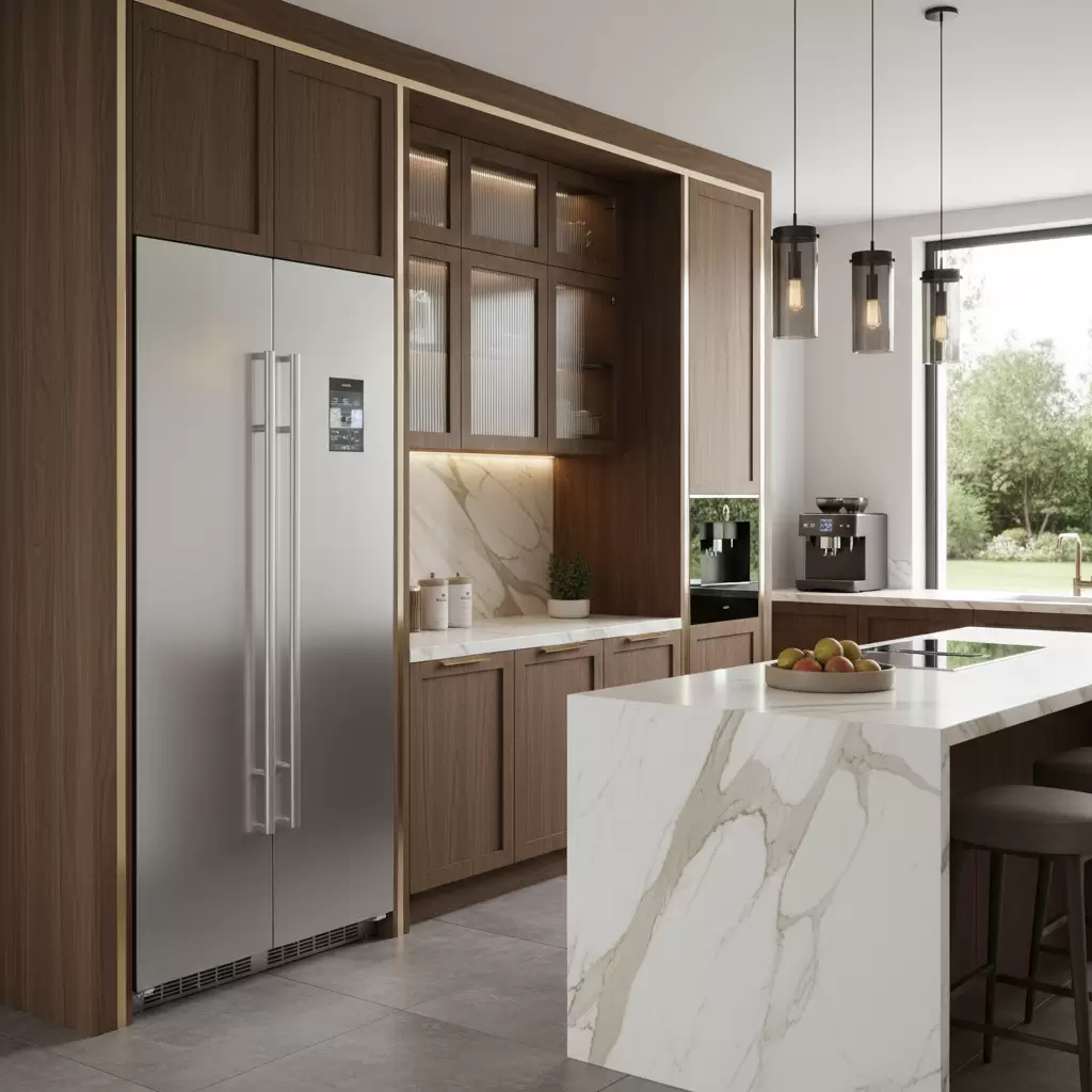 gemini_image_1768677530 Tủ đông đứng dung tích 400L mang lại vẻ đẹp hiện đại và tối ưu không gian sống