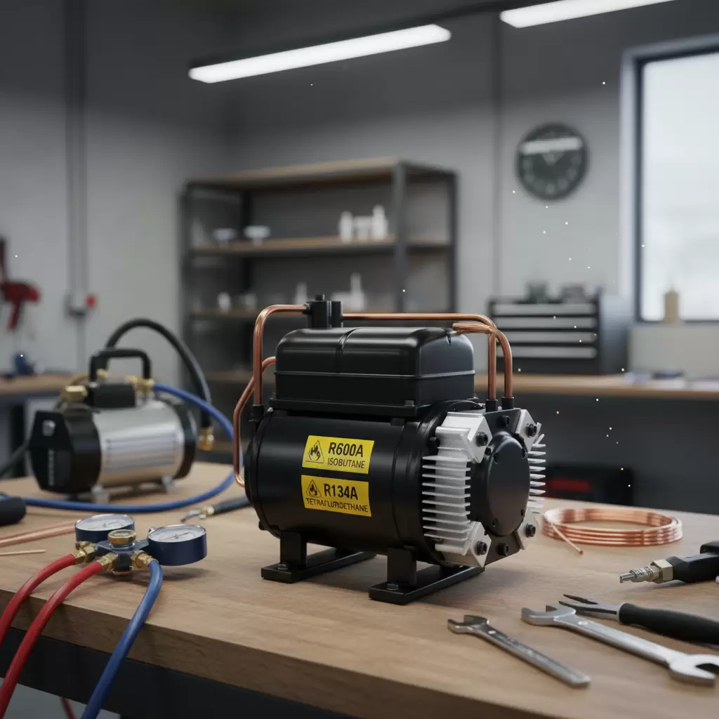 gemini_image_1768678037 Việc lựa chọn đúng loại gas ảnh hưởng trực tiếp đến hiệu suất và độ bền của tủ lạnh