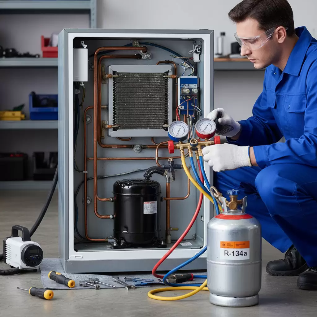 gemini_image_1768678038 Quy trình nạp gas cần được thực hiện bởi chuyên gia để đảm bảo an toàn kỹ thuật