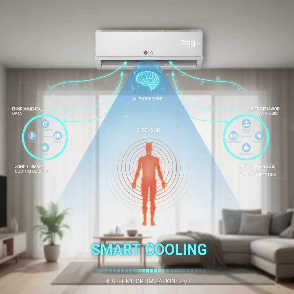 Công nghệ AI giúp điều hòa LG tự động nhận diện và điều chỉnh hiệu suất vận hành