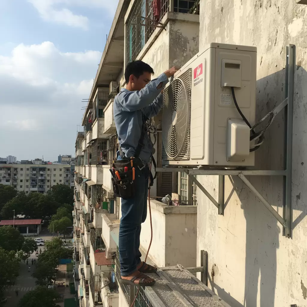 Vị trí lắp đặt trên cao yêu cầu nhiều thời gian và thiết bị bảo hộ hơn