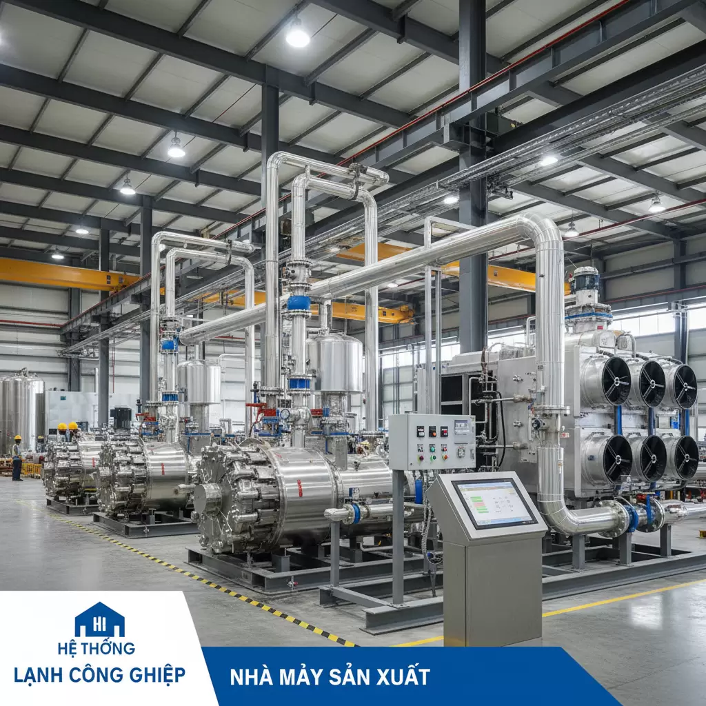 Hệ thống máy nén lạnh công nghiệp đòi hỏi loại gas phù hợp để vận hành ổn định