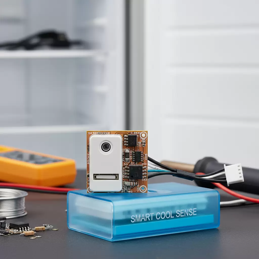 gemini_image_1768683479 Cảm biến cửa là linh kiện quan trọng giúp điều phối hoạt động làm lạnh của tủ lạnh