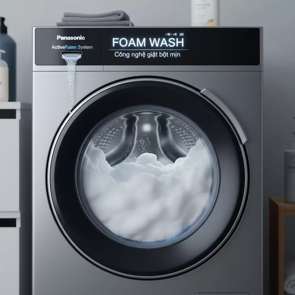 Công nghệ Foam Wash giúp đánh tan vết bẩn bằng lớp bọt siêu mịn thẩm thấu sâu