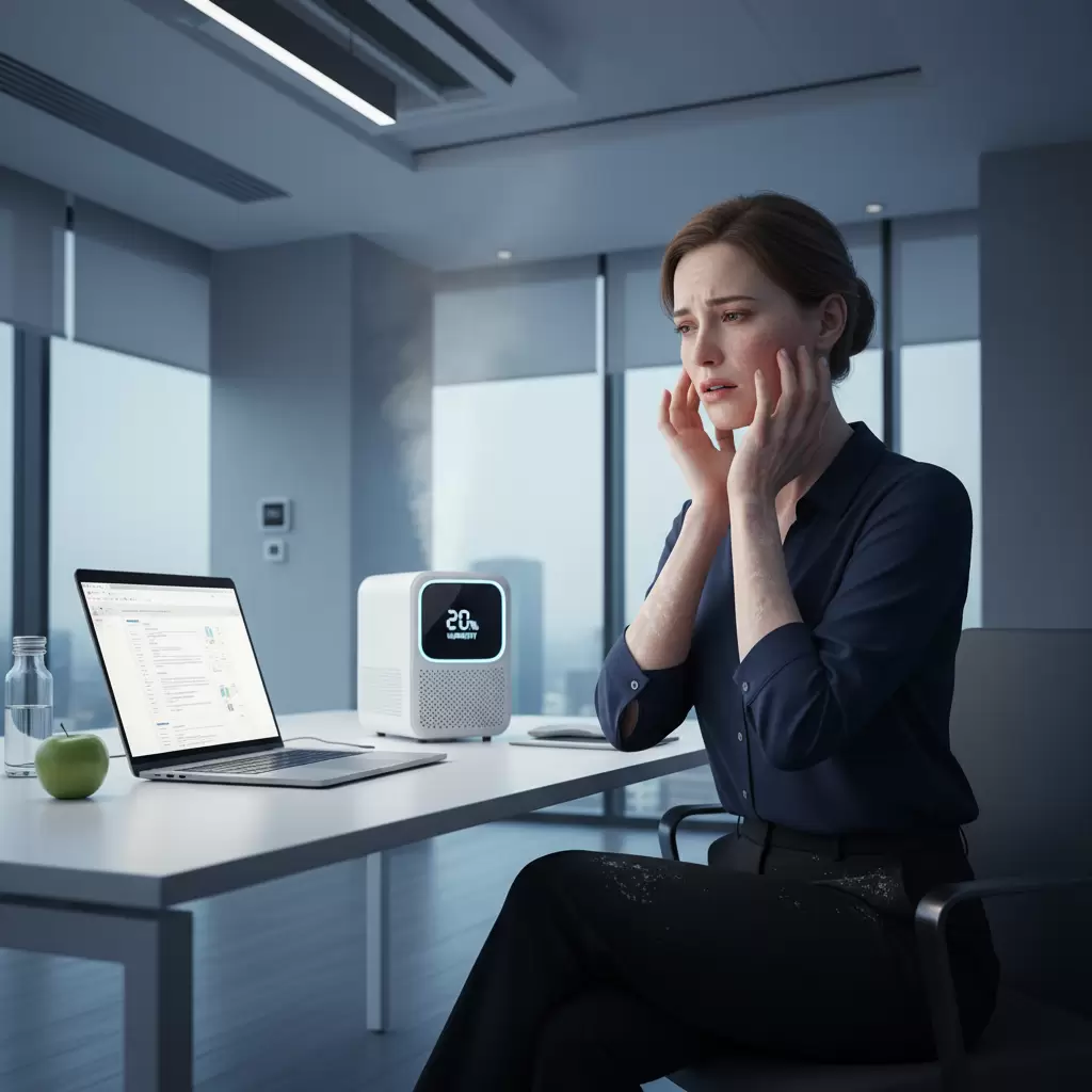 gemini_image_1768684585 Tình trạng không khí khô khi dùng điều hòa gây ảnh hưởng đến sức khỏe và làn da