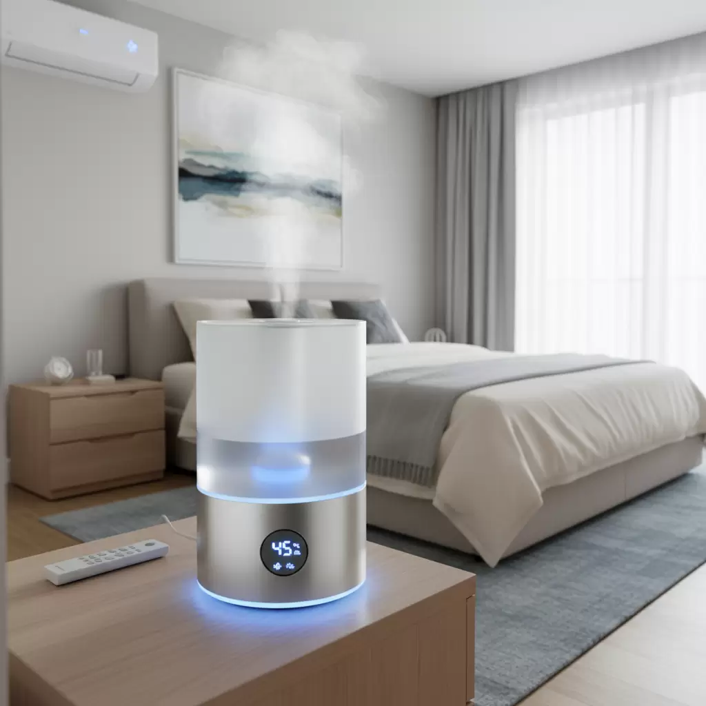 gemini_image_1768684586 Máy tạo ẩm là thiết bị hỗ trợ đắc lực để duy trì độ ẩm trong phòng máy lạnh