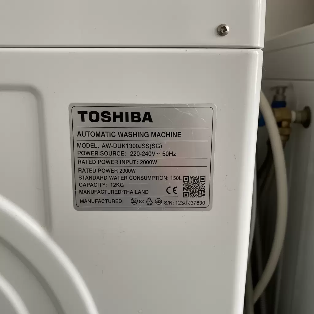 Tra cứu model máy giặt trên tem nhãn để tìm linh kiện chính xác