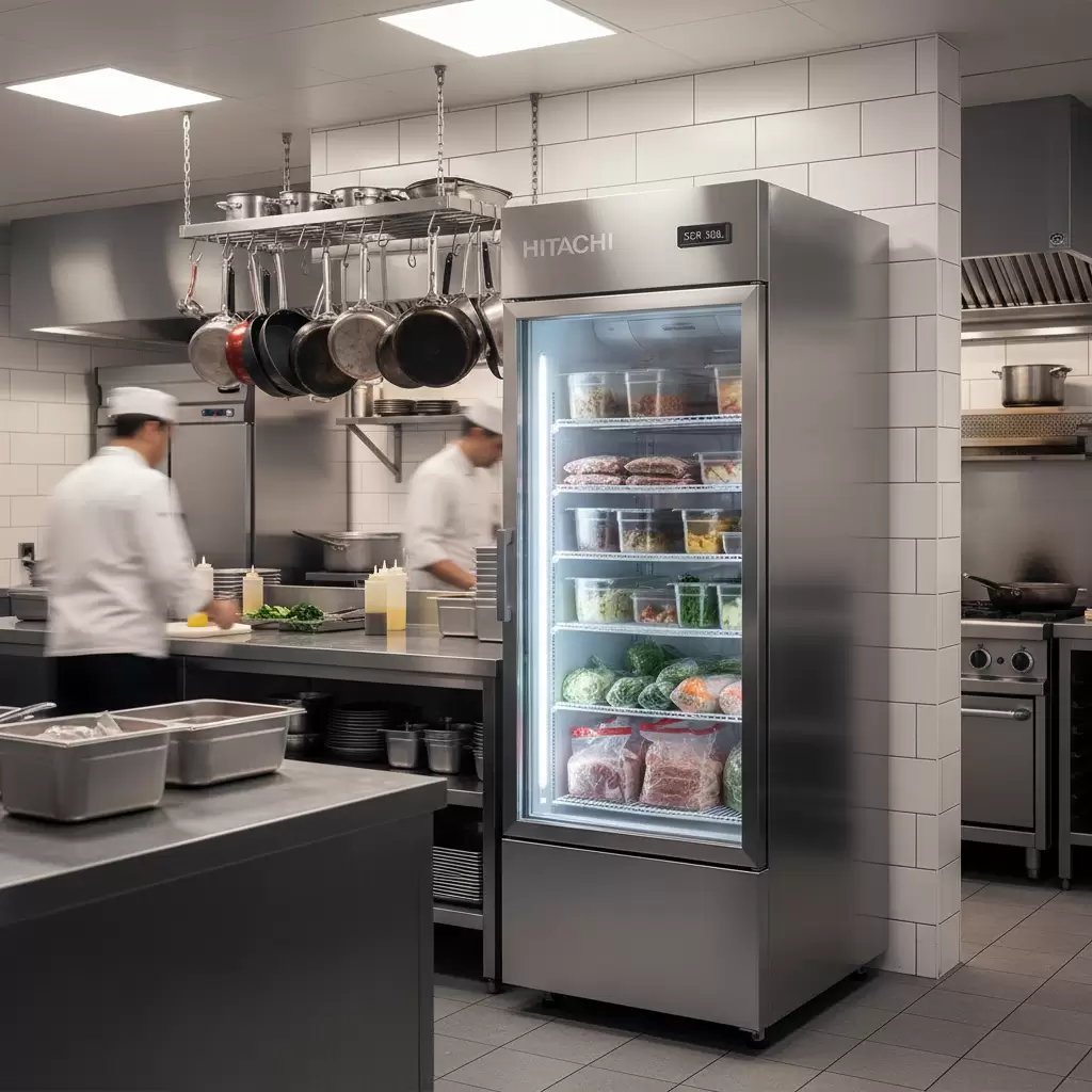 gemini_image_1768685637-1 Các dòng tủ đông Hitachi SCR dung tích lớn đáp ứng nhu cầu lưu trữ thực phẩm chuyên nghiệp
