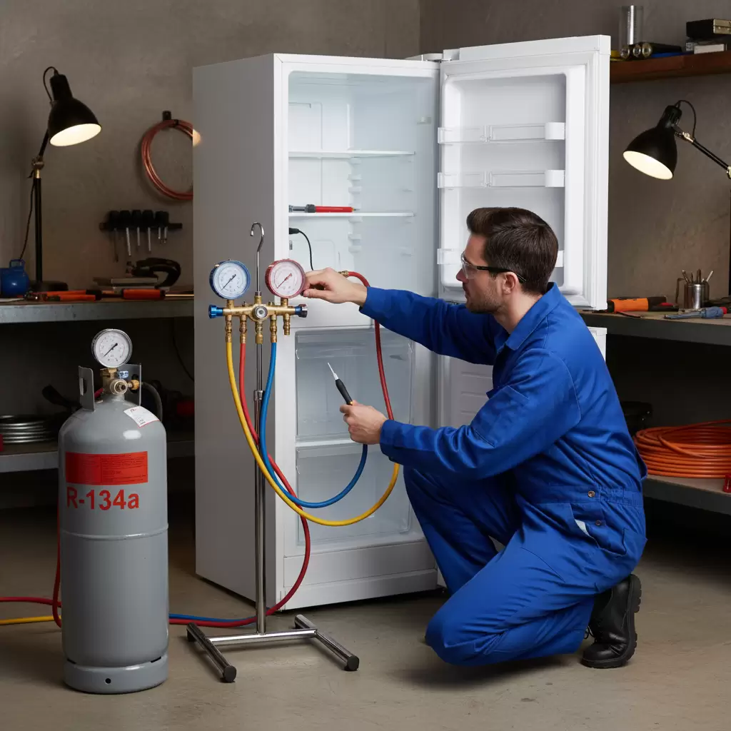 Thao tác nạp gas cần sự tỉ mỉ và quan sát kỹ chỉ số trên đồng hồ áp suất