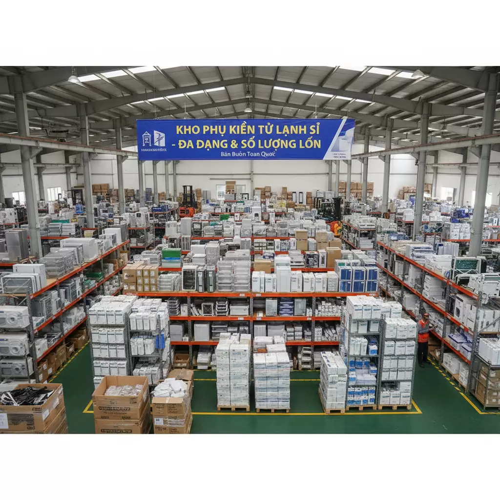 gemini_image_1768687826 Kho hàng phụ kiện tủ lạnh quy mô lớn cung cấp sỉ toàn quốc